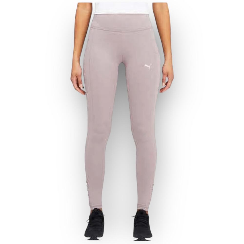 NWT Puma Women’s Ruched Fusion Pocket Tights – Size Small – Purple – 27” Inseam - Picture 2 of 4